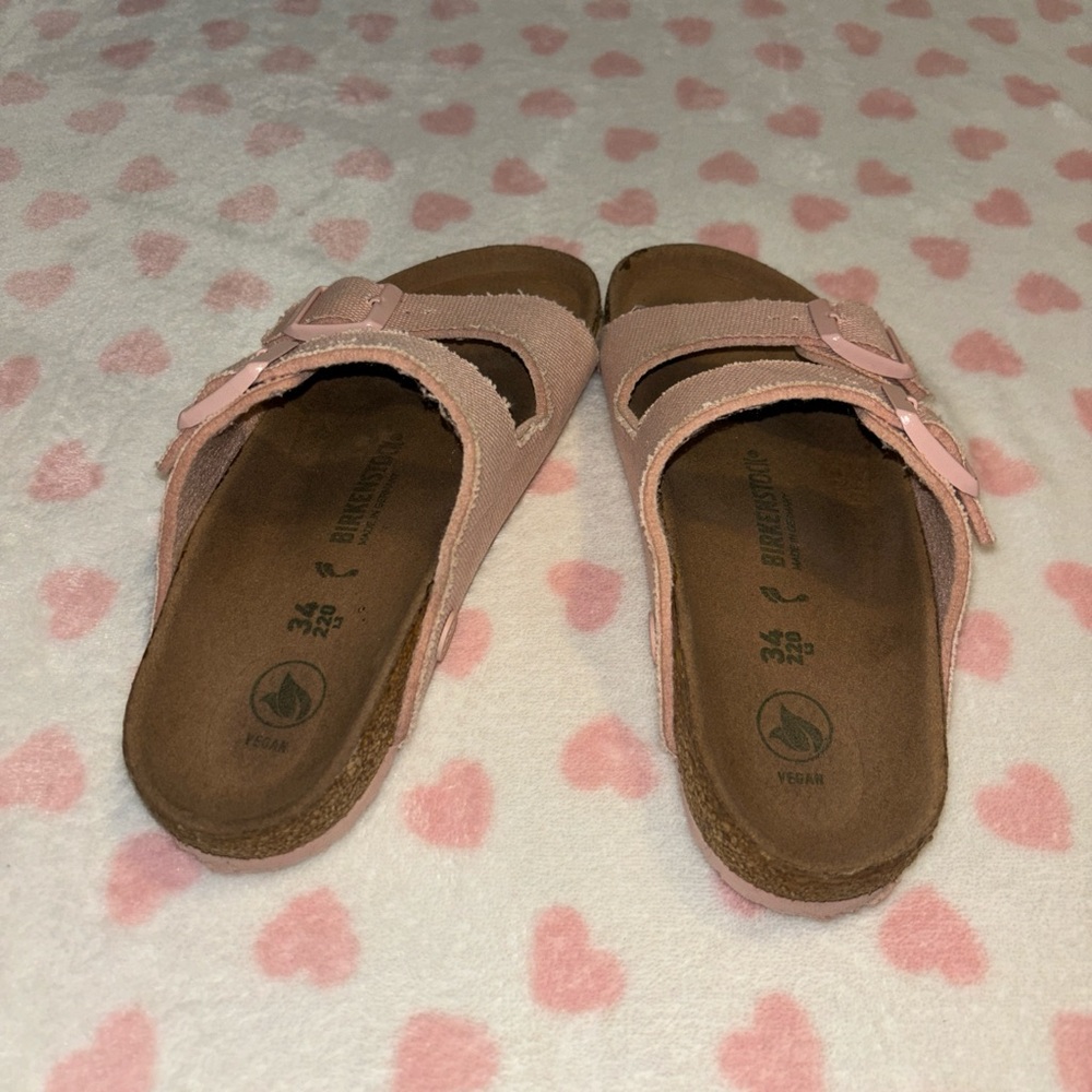 Birkenstock kids sandals pink canvas Arizona vegan size 34 - Picture 3 of 3